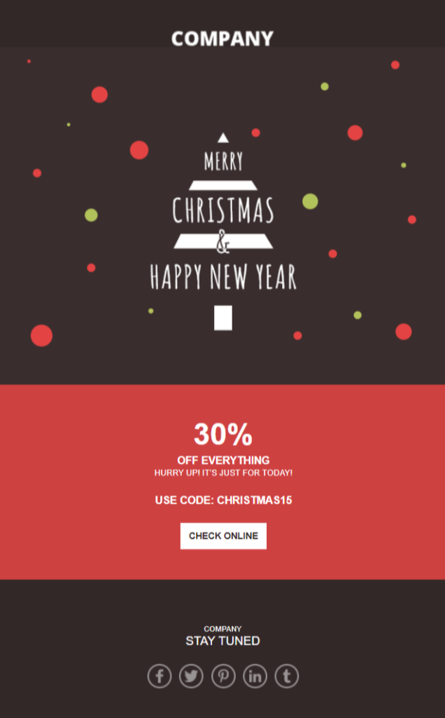 Christmas email template by Moosend