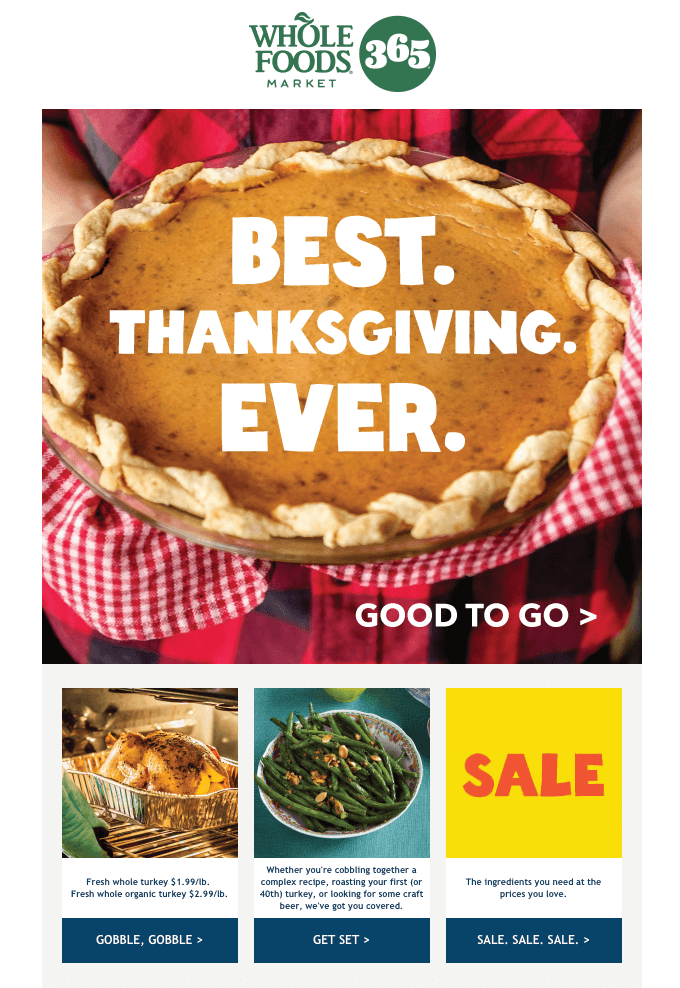 Thanksgiving seasonal email campaign