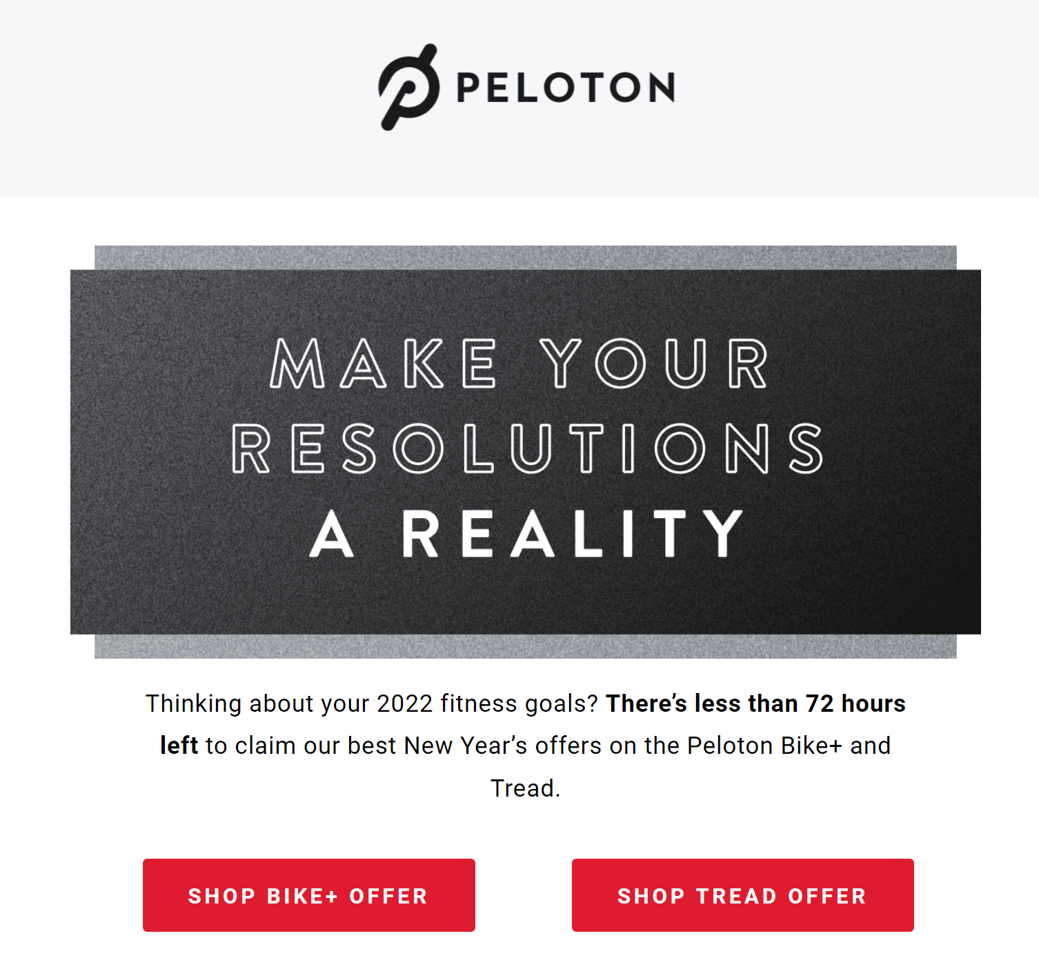 Peloton special offer email campaign example