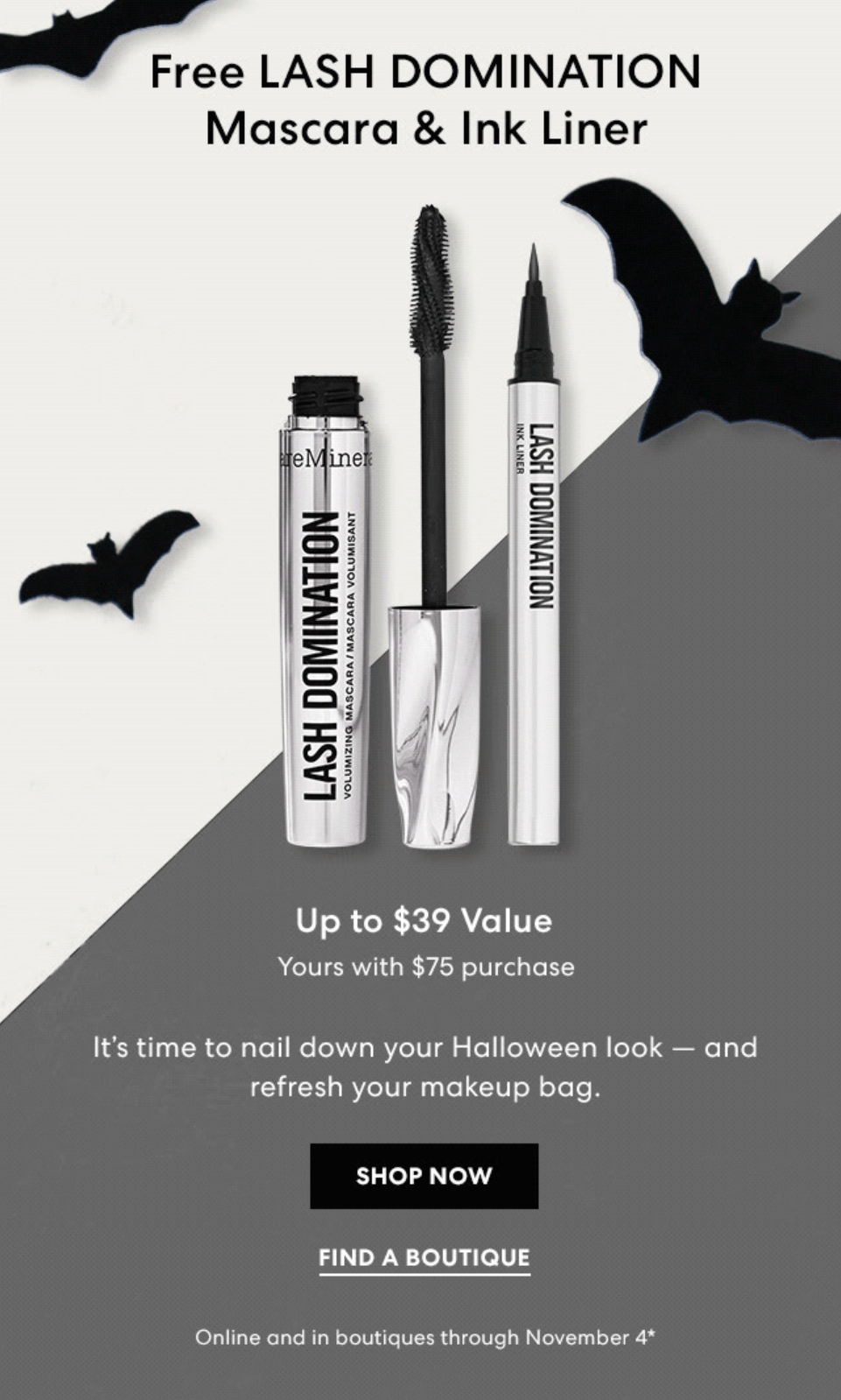 bareminerals halloween email campaign