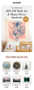Society6 autumn email campaign