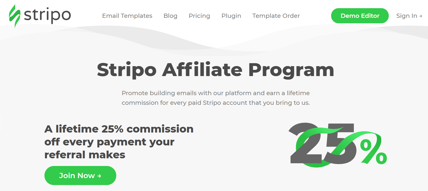 Stripo email marketing program for affiliates