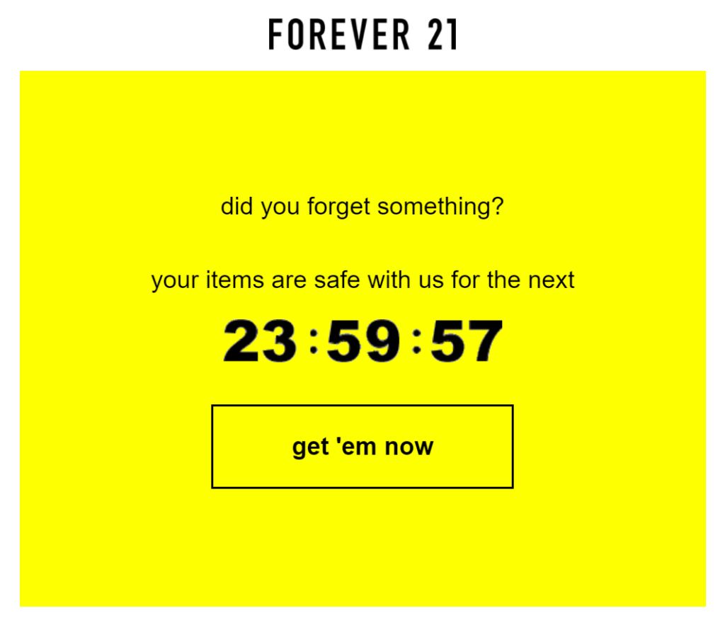 Forever21 cart abandonment