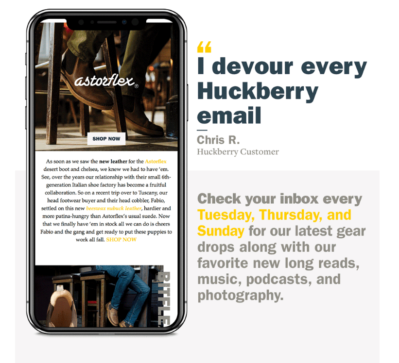 Huckberry funny email example