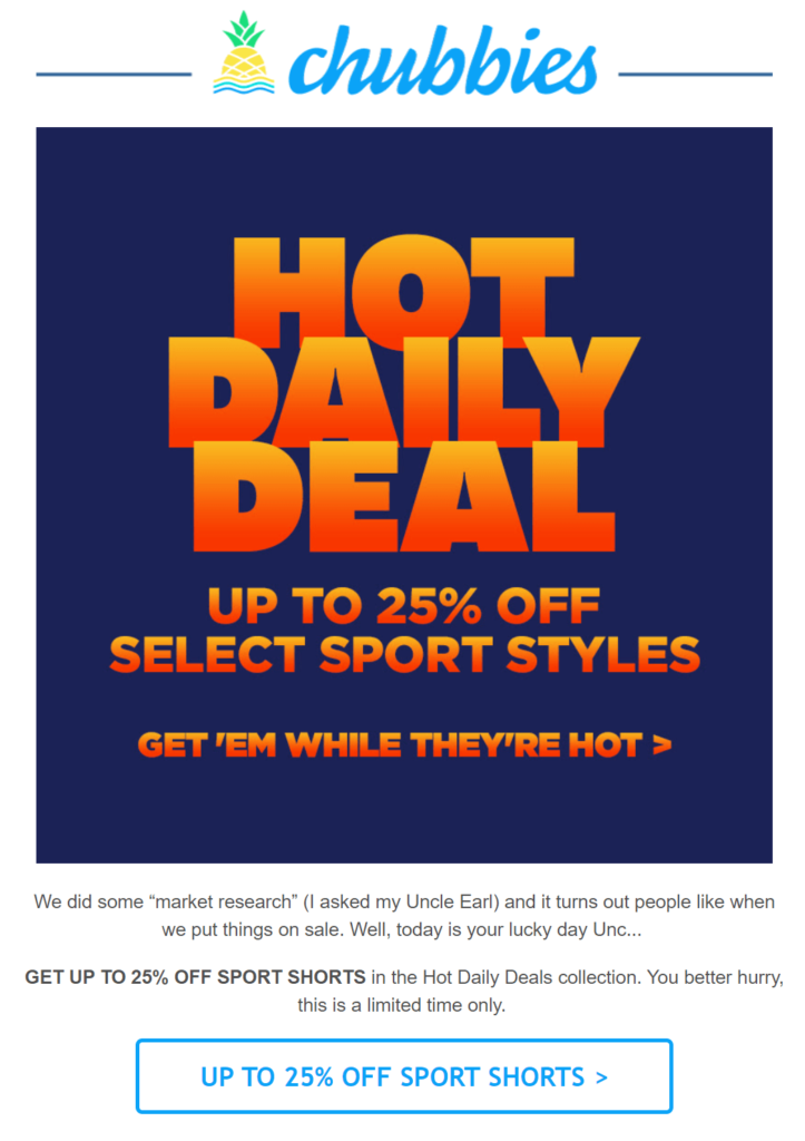 Chubbies summer email marketing campaign