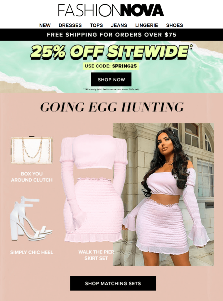 Fashion Nova Easter ecommerce campaign