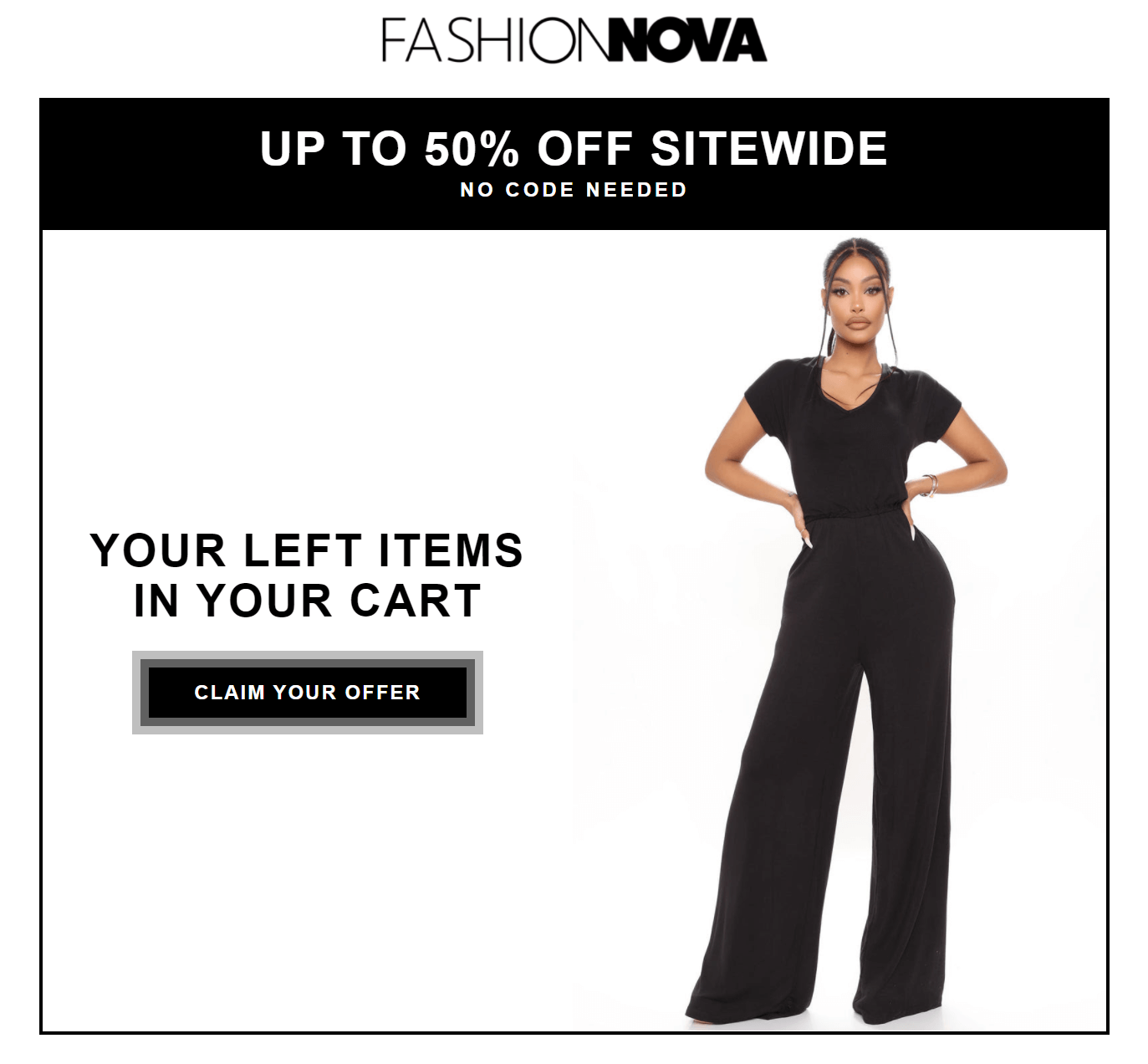 Fashion Nova abandoned cart email