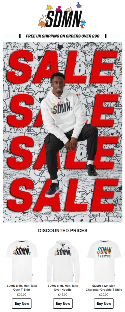 Sidemen Clothing sales email campaign