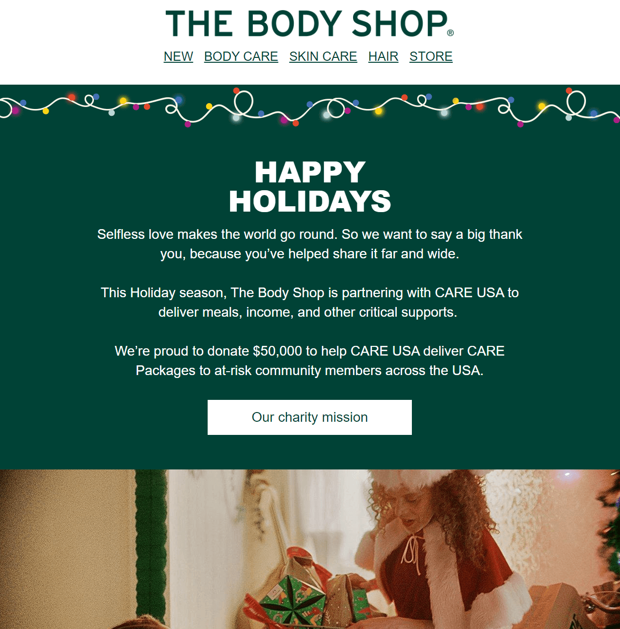 The Body Shop thank you email campaign