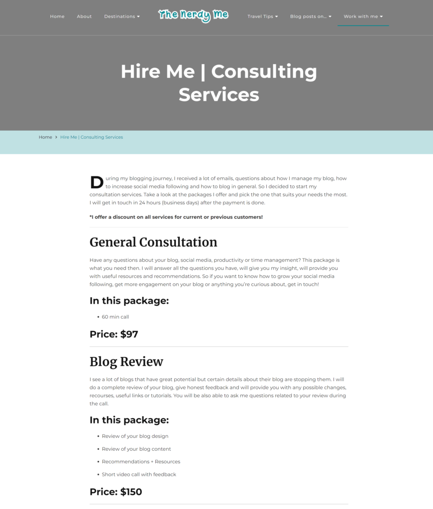 consulting services from blogger The Nerdy Me