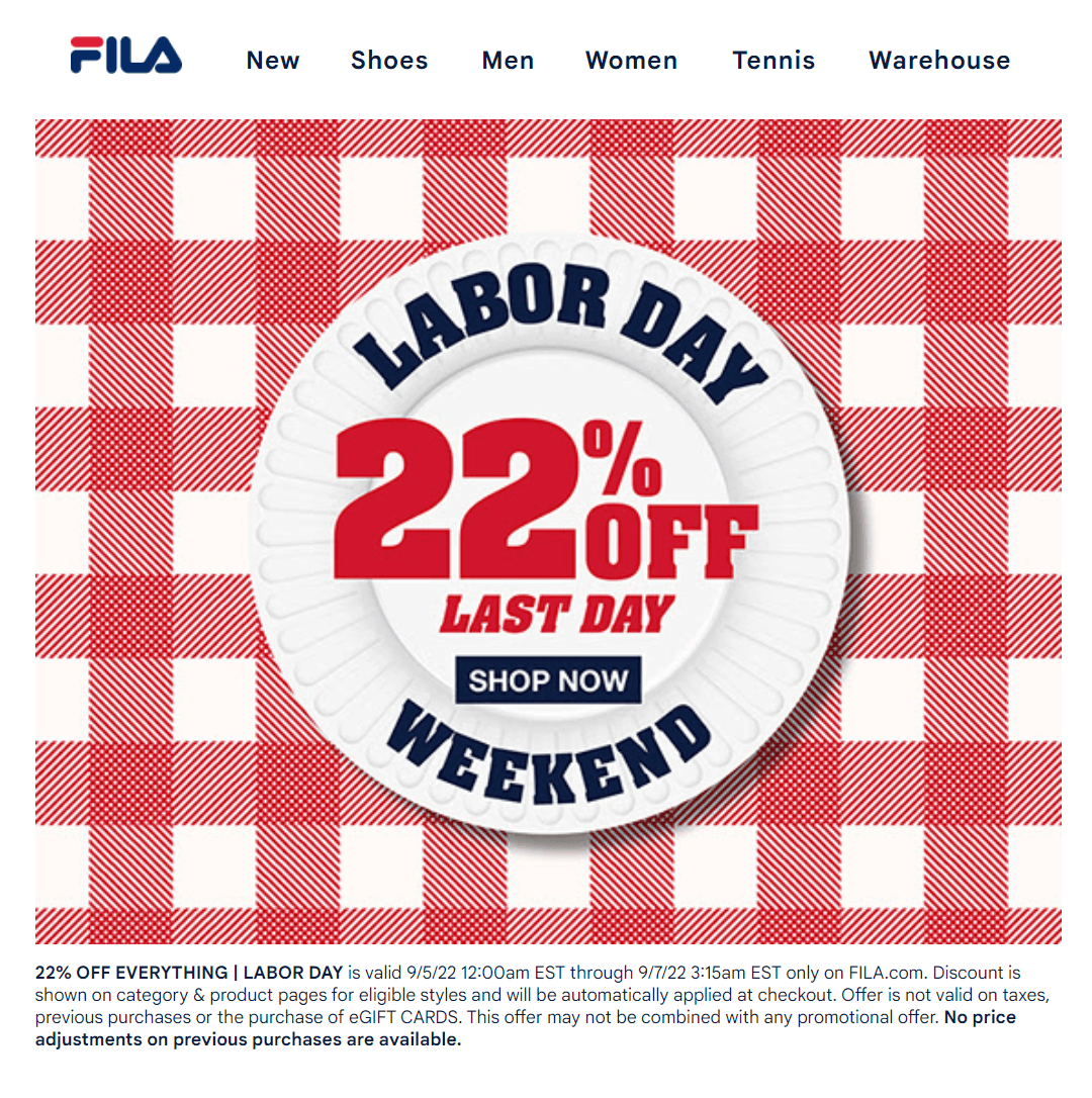 FILA email campaign example