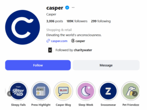 Casper's Instagram bio