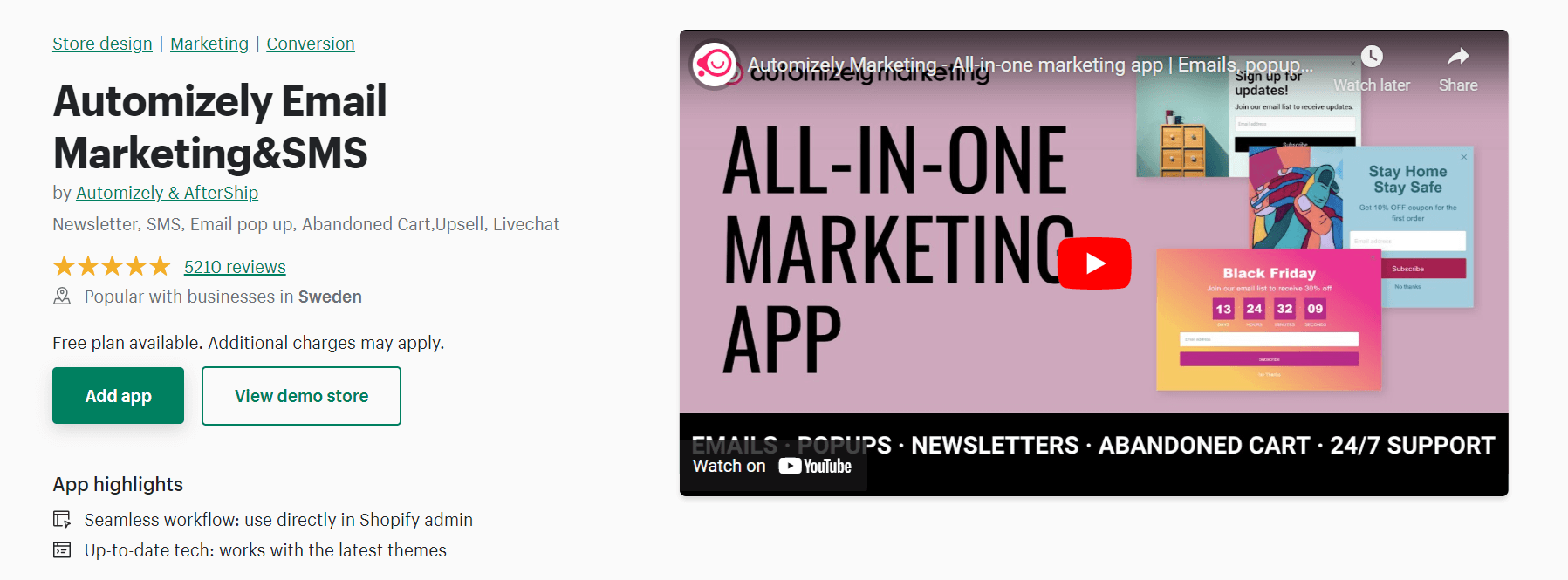 Automizely app for email marketing and SMS
