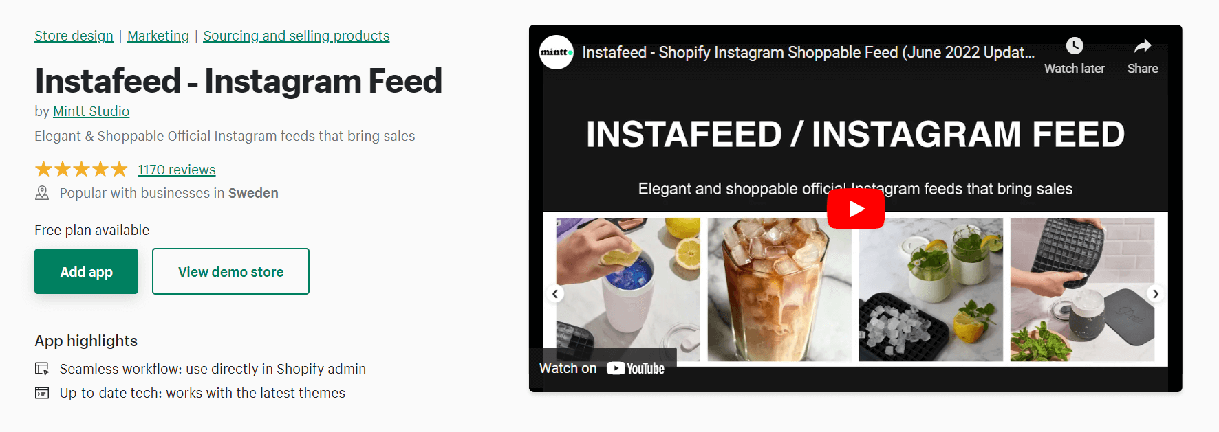 Instafeed social media marketing app