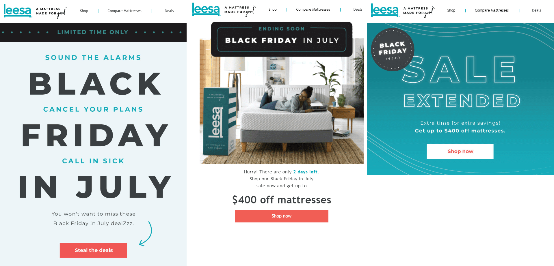 Leesa Black Friday drip campaign example