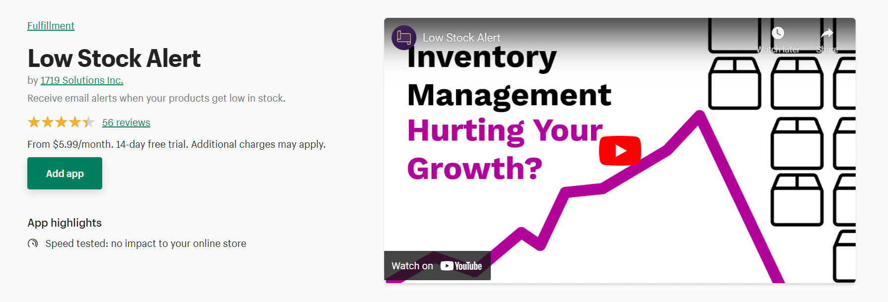 Low Stock Alert inventory management tool