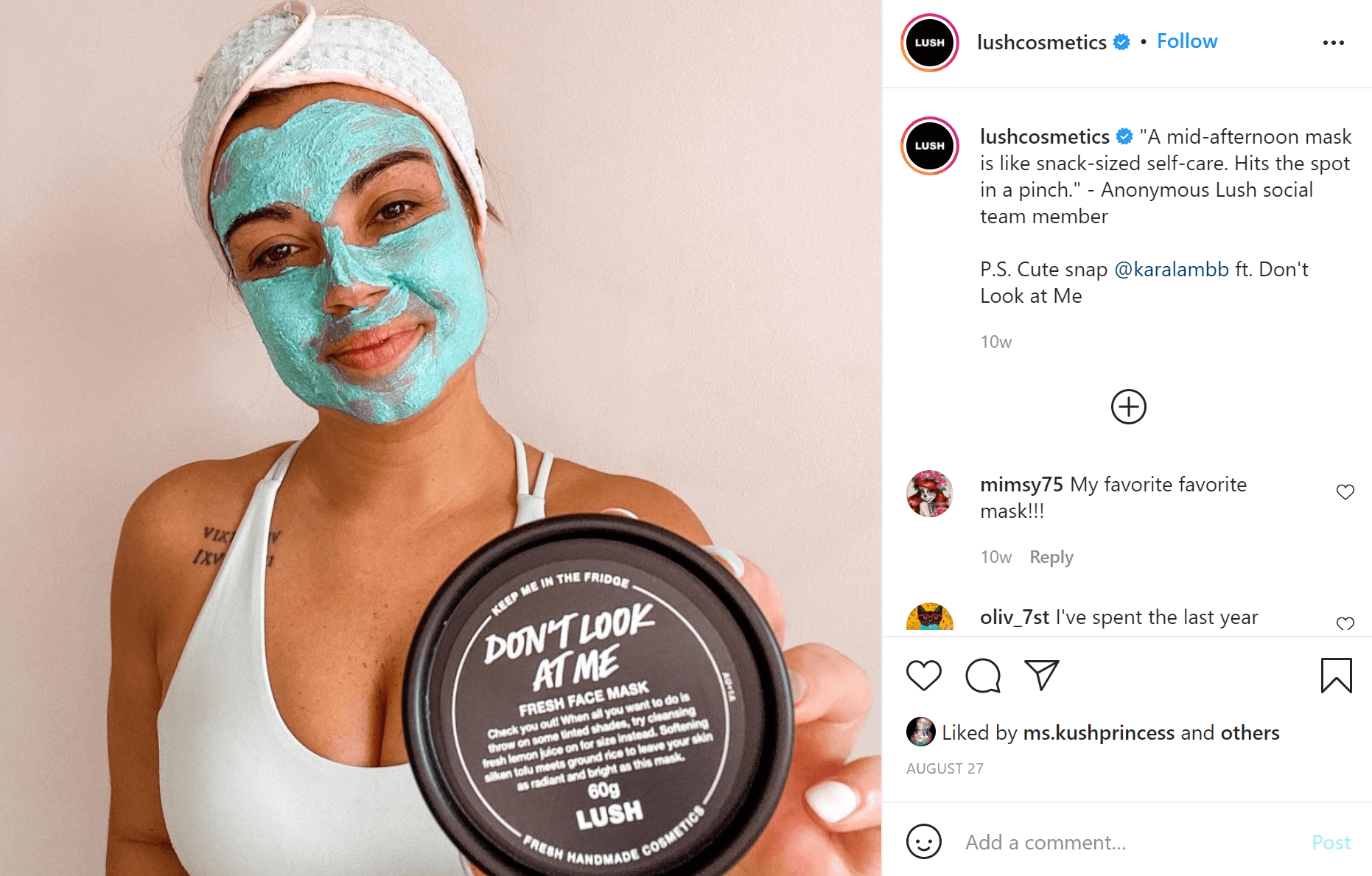 Lush cosmetics UGC for ecommerce marketing