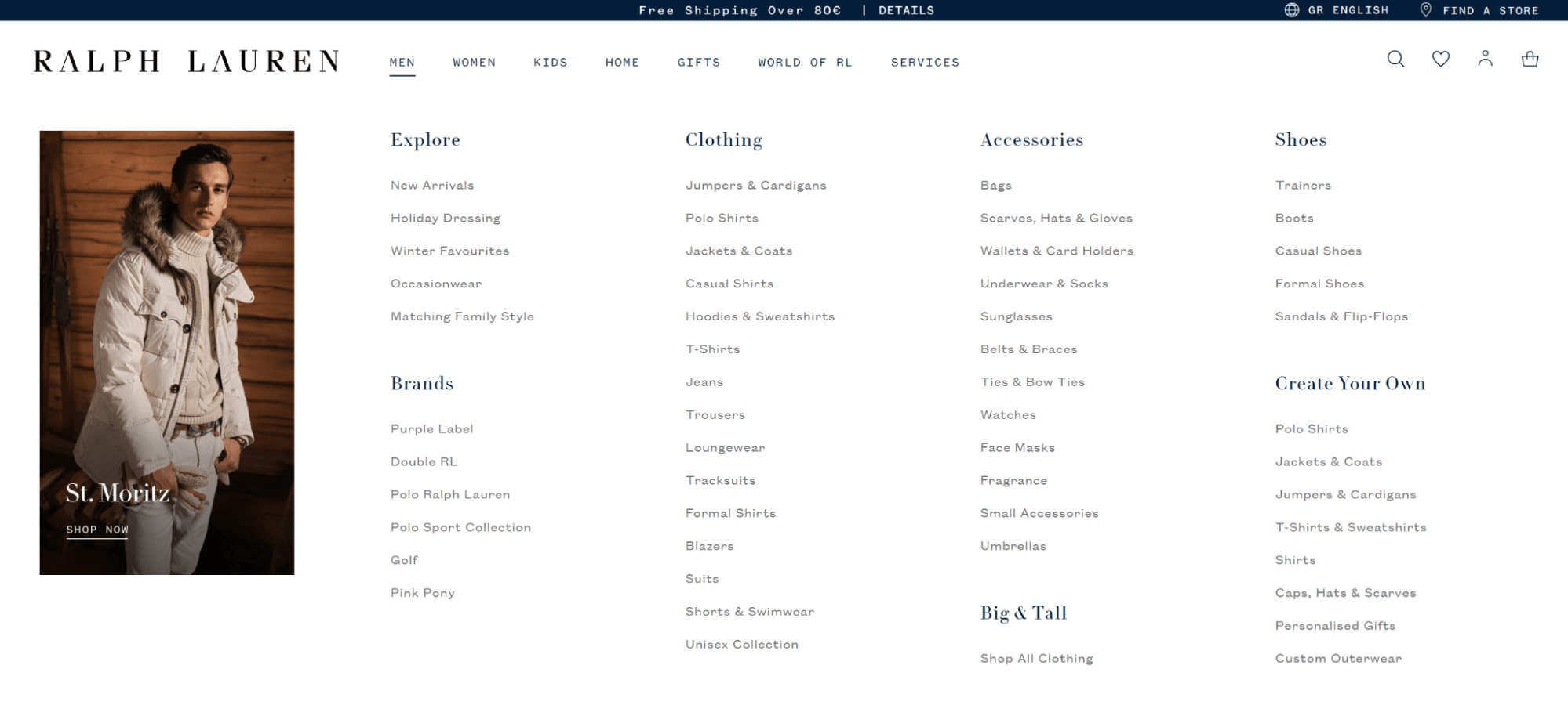 Ralph Lauren product categories example