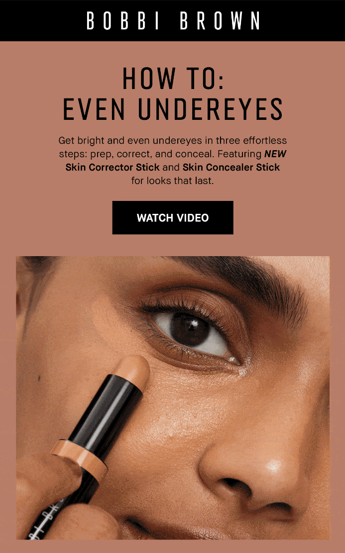 Bobbi Brown newsletter with video content