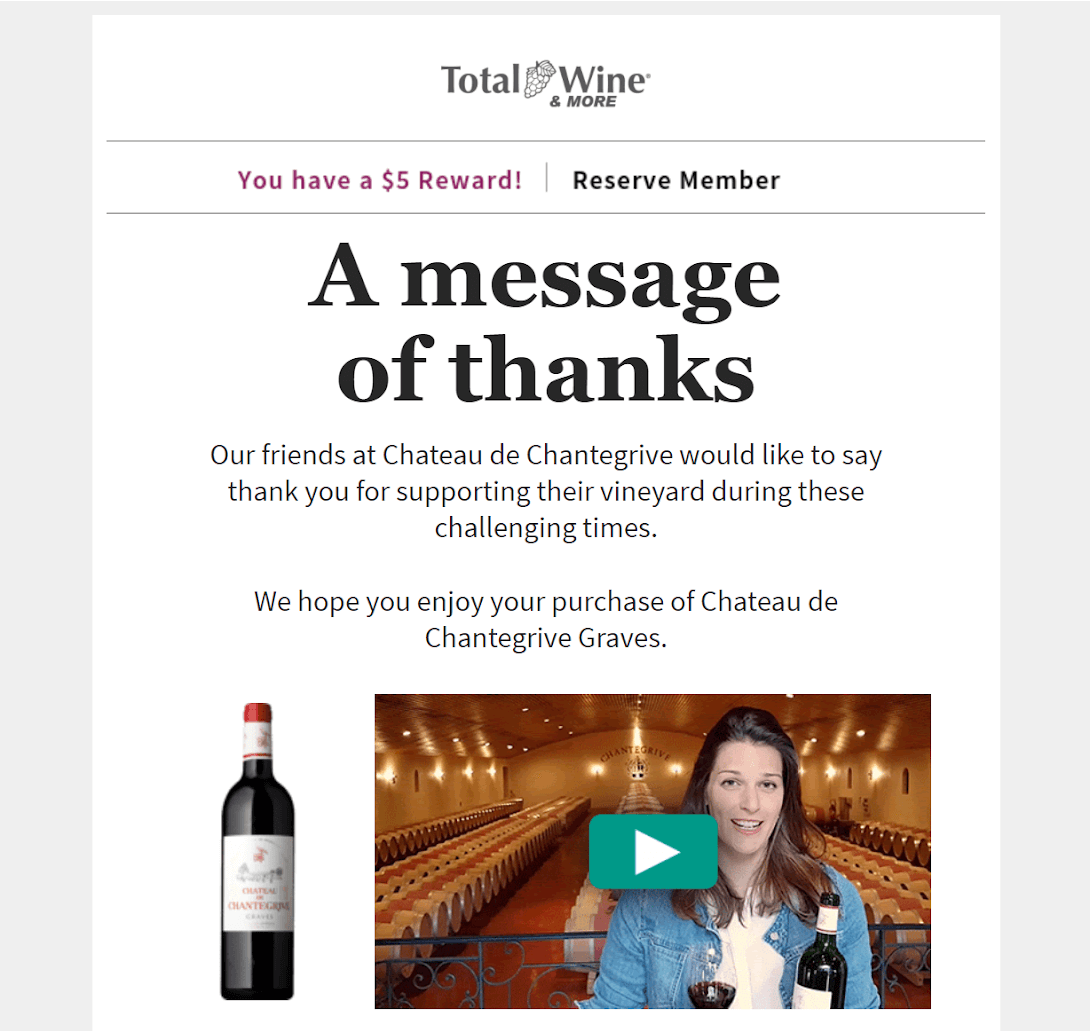 Total Wine personalized video email message