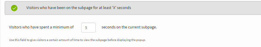 7 Visitors who have been on the subpage for at least 'X' seconds