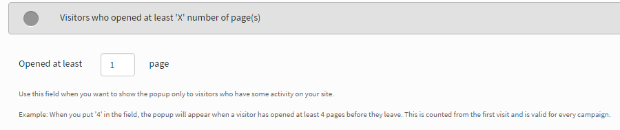 8 Visitors who opened at least 'X' number of page(s)