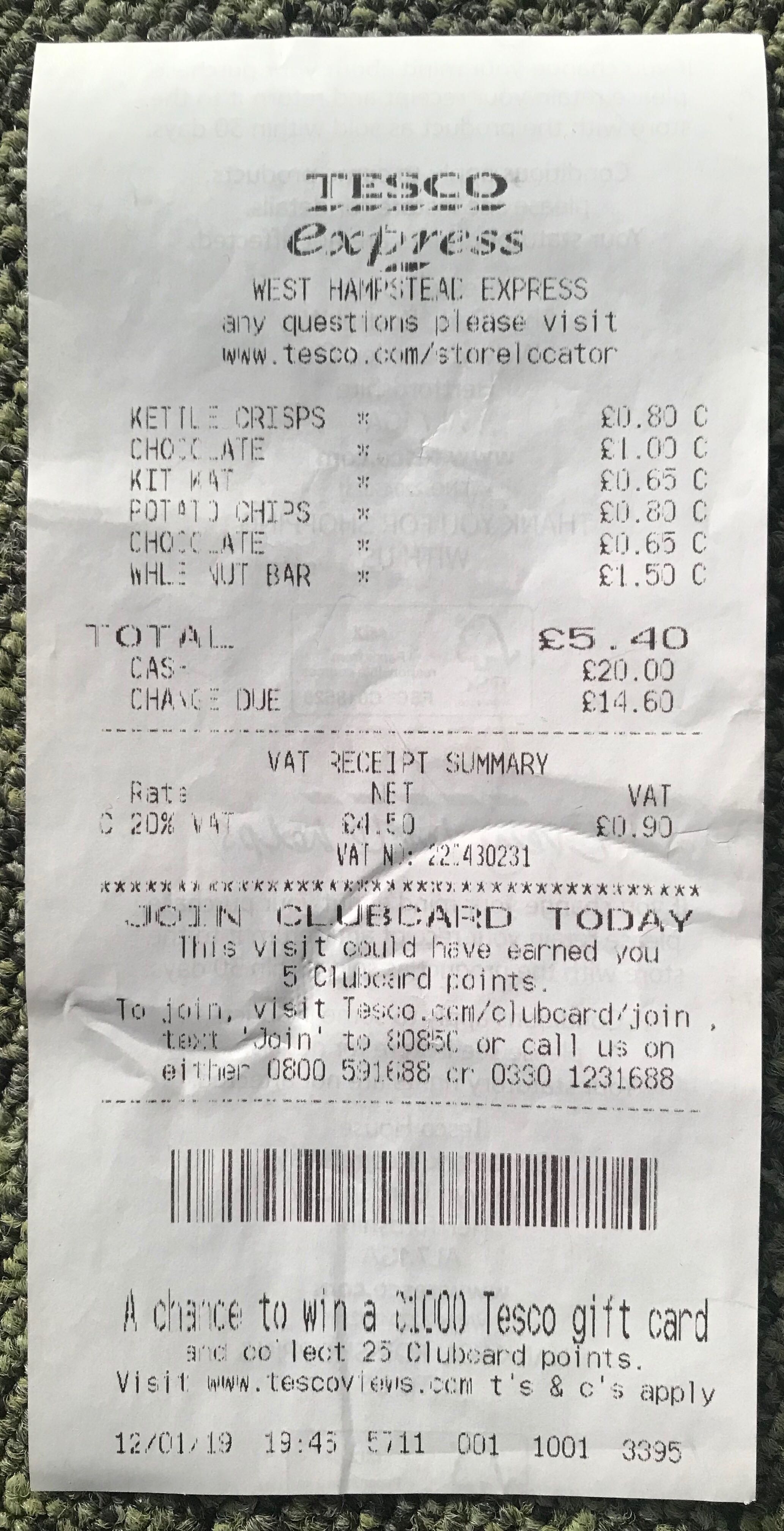 the tesco receipt calls customers to join their loyalty program 