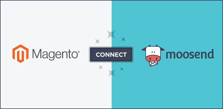 magento logo connect button and moosend logo