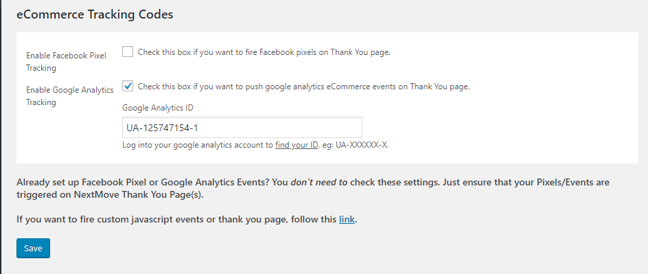 google analytics ecommerce tracking thank you page