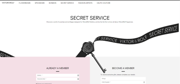 the victor & rolf loyalty program homepage