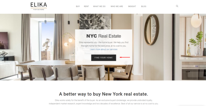 elika landing page cta example