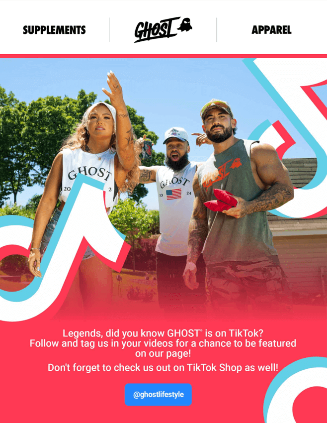 ghost lifestyle email x tiktok example
