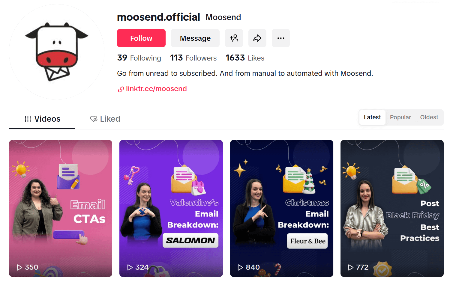 moosend tiktok account