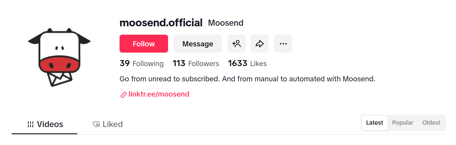 moosend account with linktree