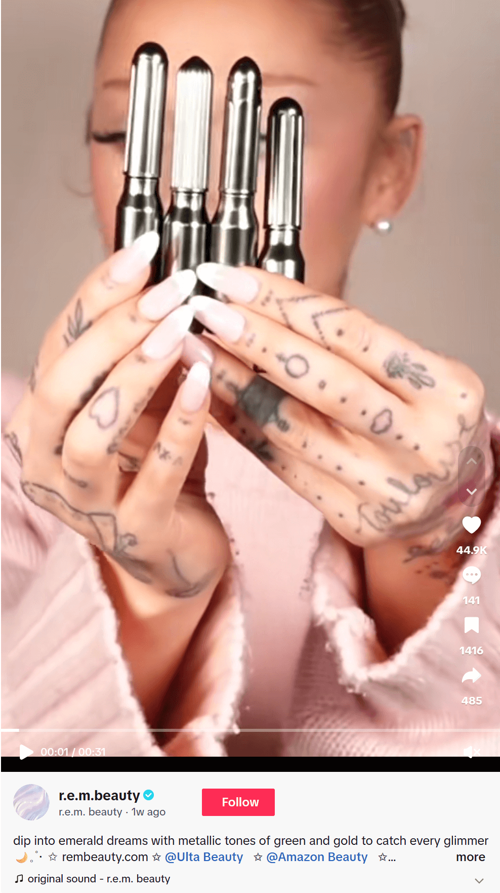 rem beauty tiktok product promotion example