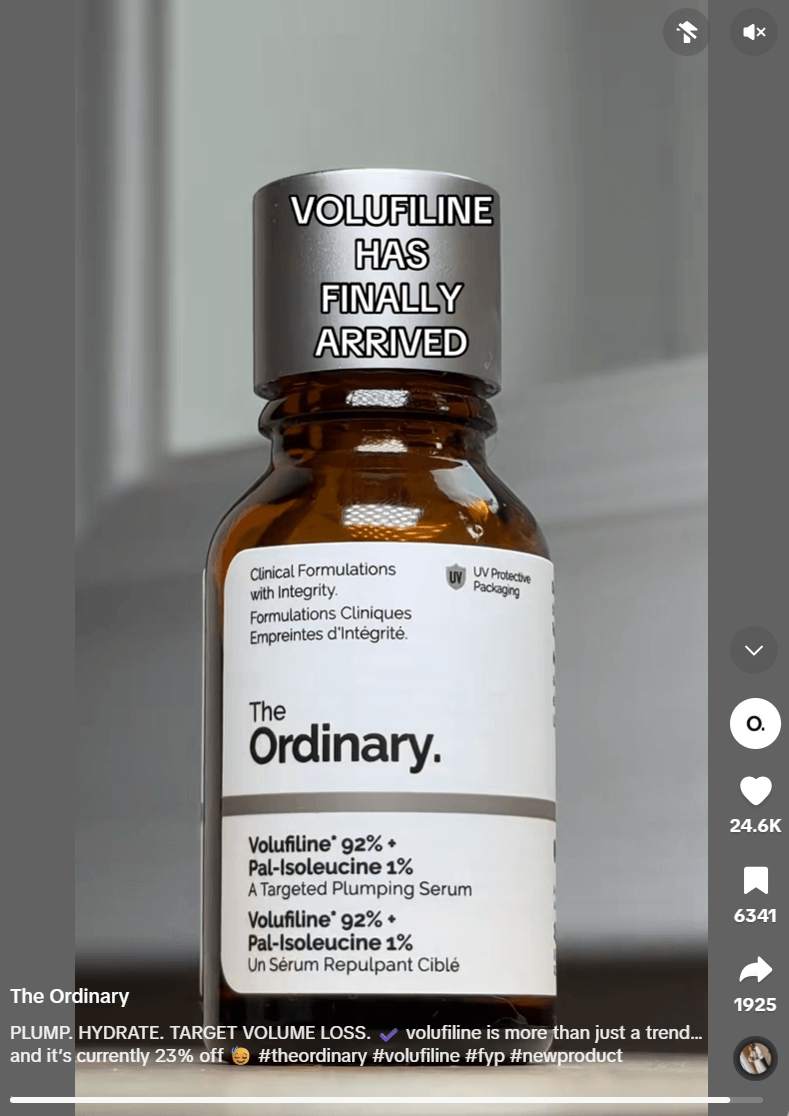 the ordinary product promotion on tiktok