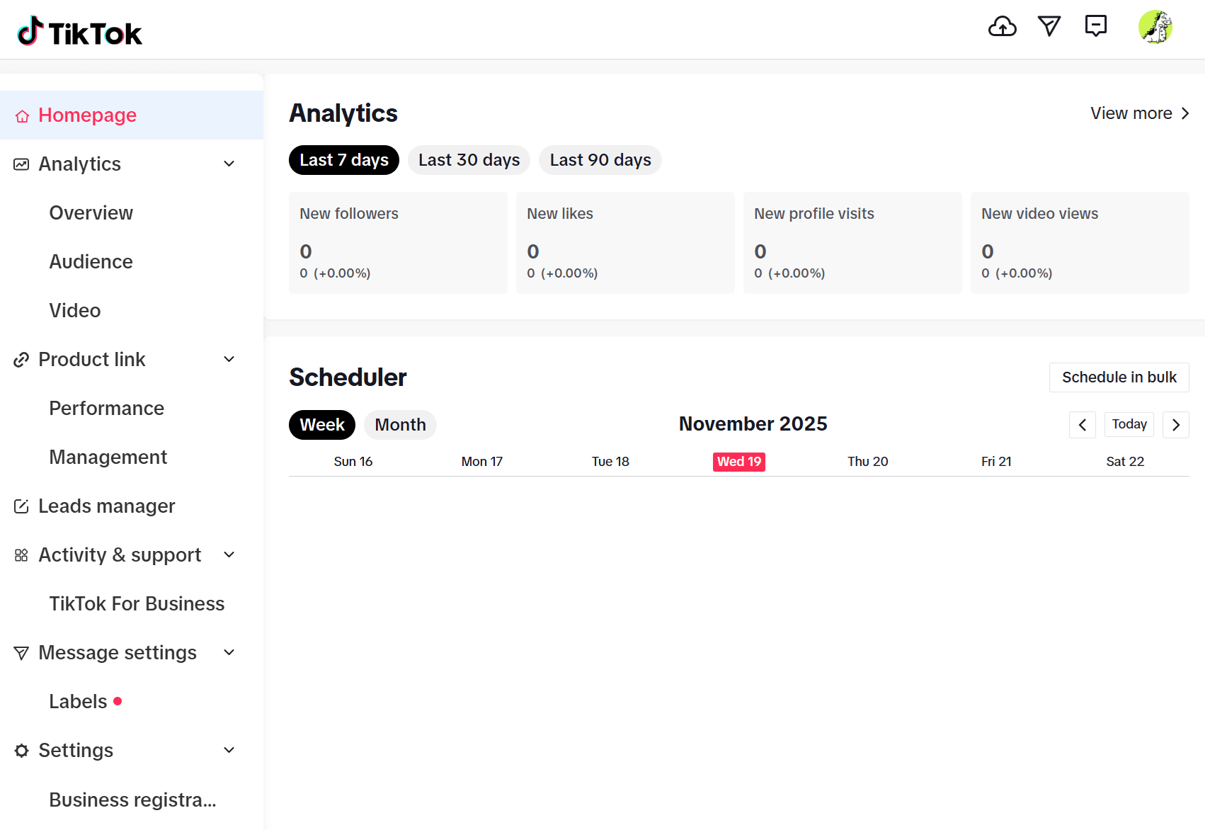 tiktok business suite dashboard