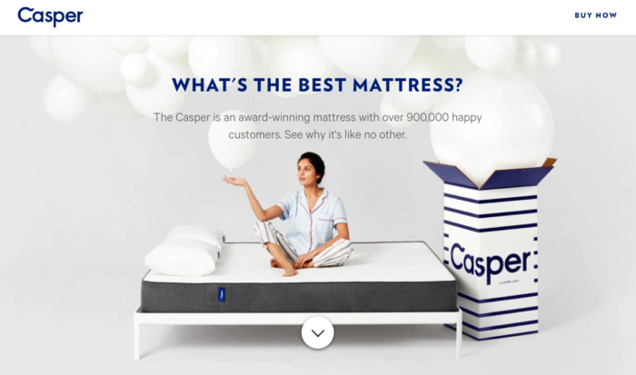 casper marketing landing page example