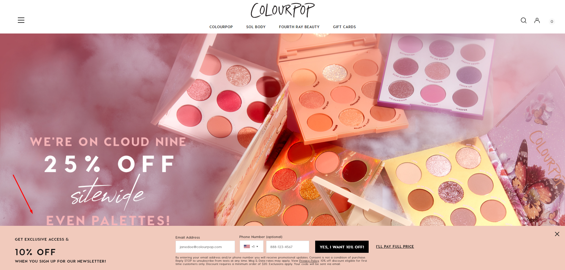 colourpop subscription form example