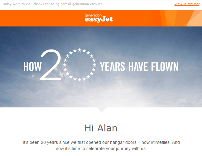 easyjet personalization email
