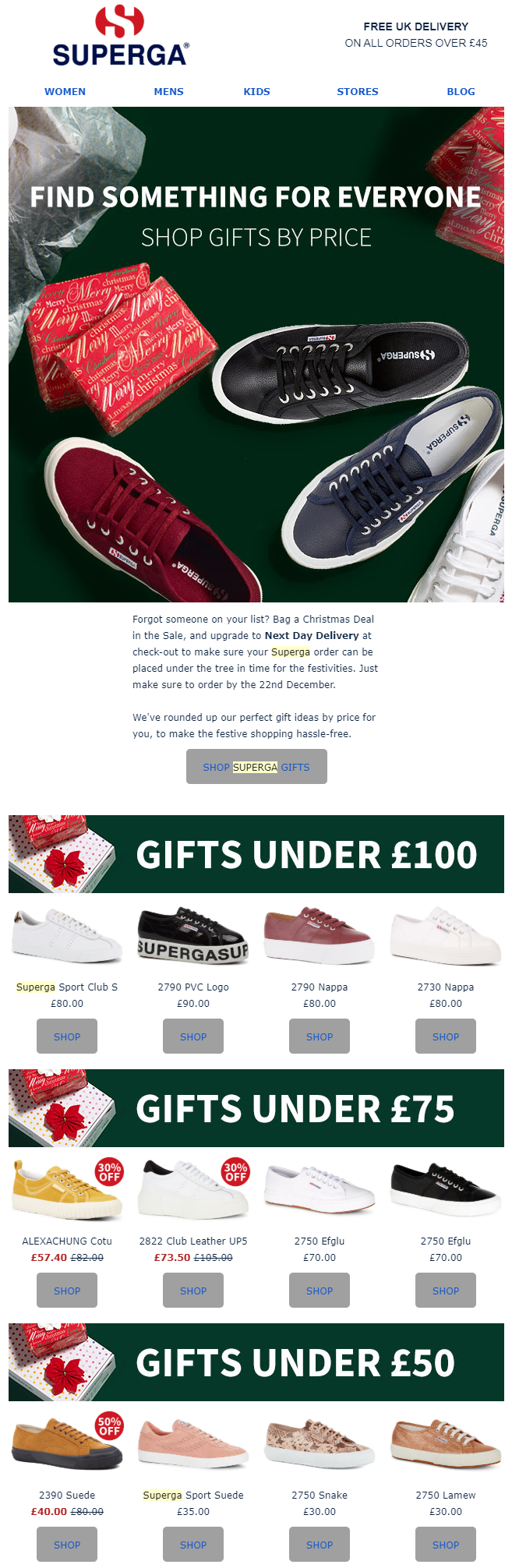 superga by price newsletter idea