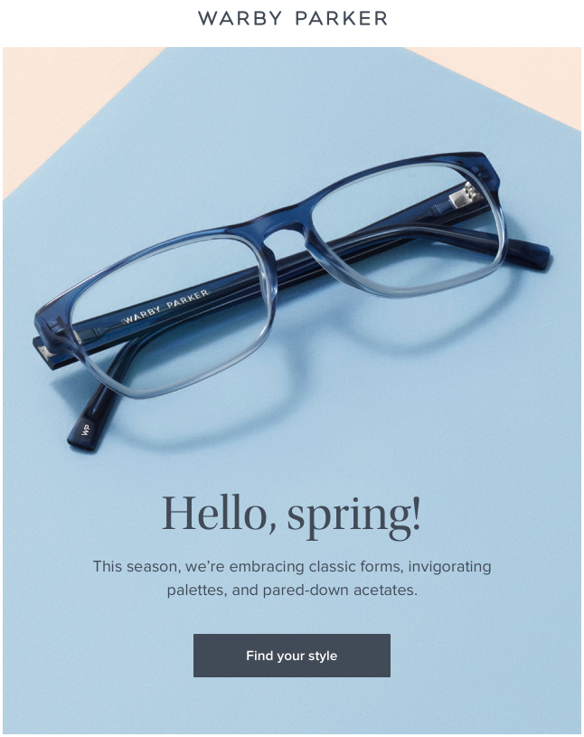 warby parker new season email idea