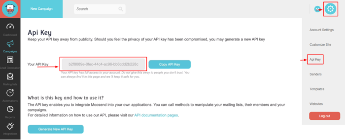 moosend account api key