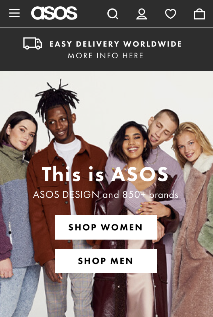 asos mobile ecommerce website design