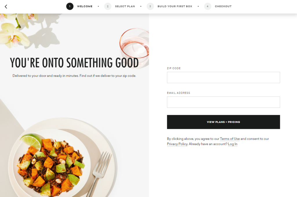ecommerce landing page from daily harvest