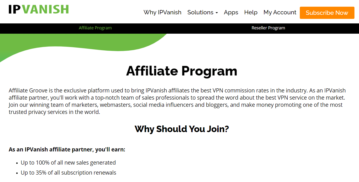 IPVanish affiliate vpn program