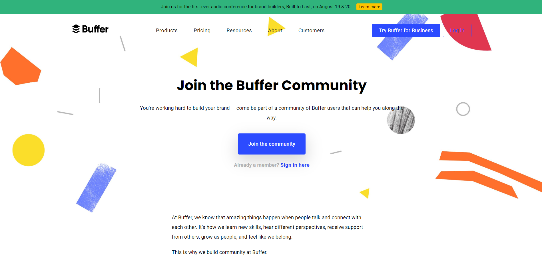 This is an example of community building by Buffer