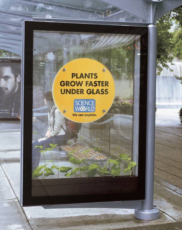 Bus station guerrilla marketing idea to share interesting facts with your audience by Science World