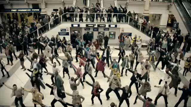 T-mobile organized a flash mob guerrilla campaign to boost brand awareness on TV
