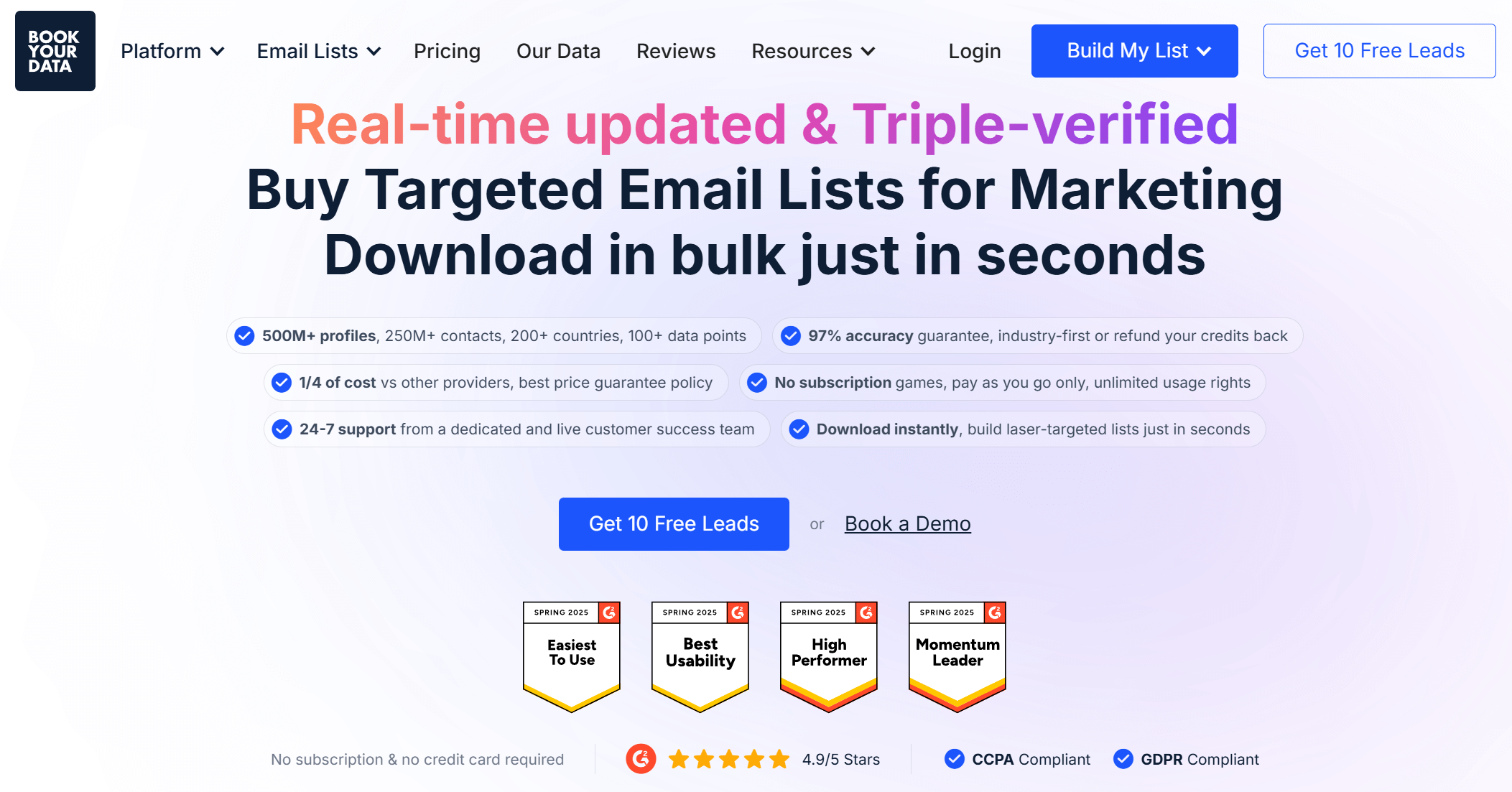 bookyourdata marketing tool